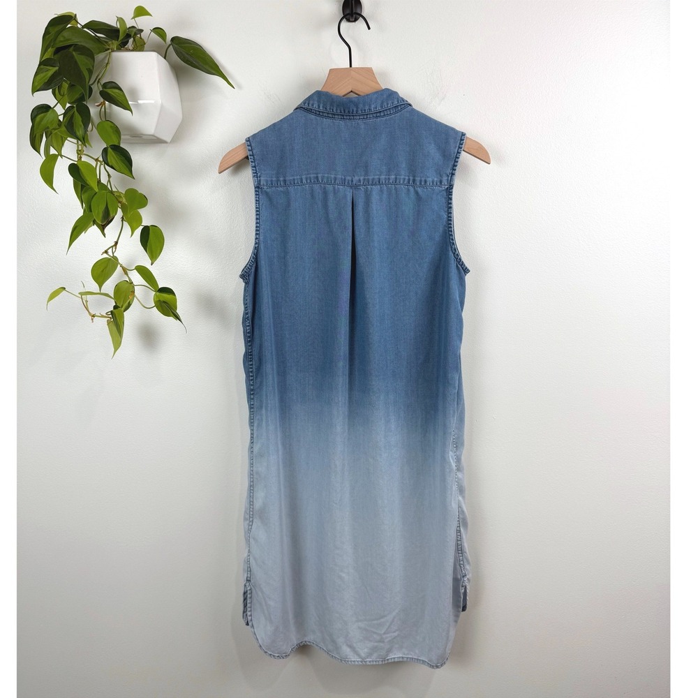 Beachlunchlounge Ombre Denim Shirt Dress Womens Medium Blue Sleeveless Lyocell - Picture 2 of 8